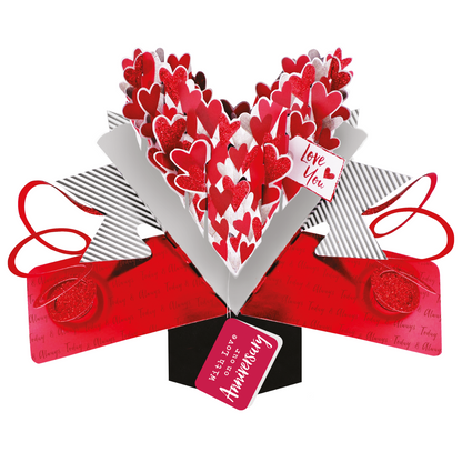 Love Hearts With Love On Our Anniversary Pop Up Card