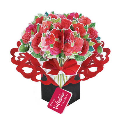 Pop Up Bouquet Of Roses For My Valentine With Love Pop Up Card