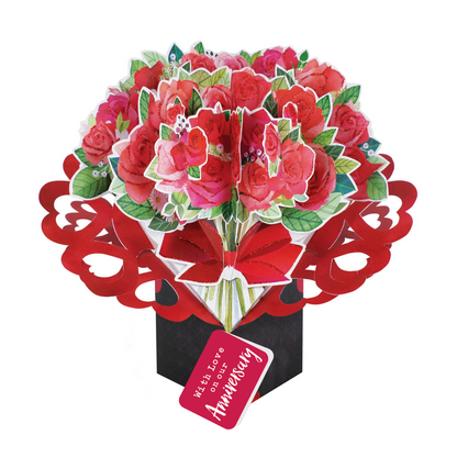 Pop Up Bouquet Of Roses With Love On Our Anniversary Pop Up Card
