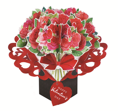 Bouquet Of Roses Pop Up Happy Valentine's Day Greeting Card