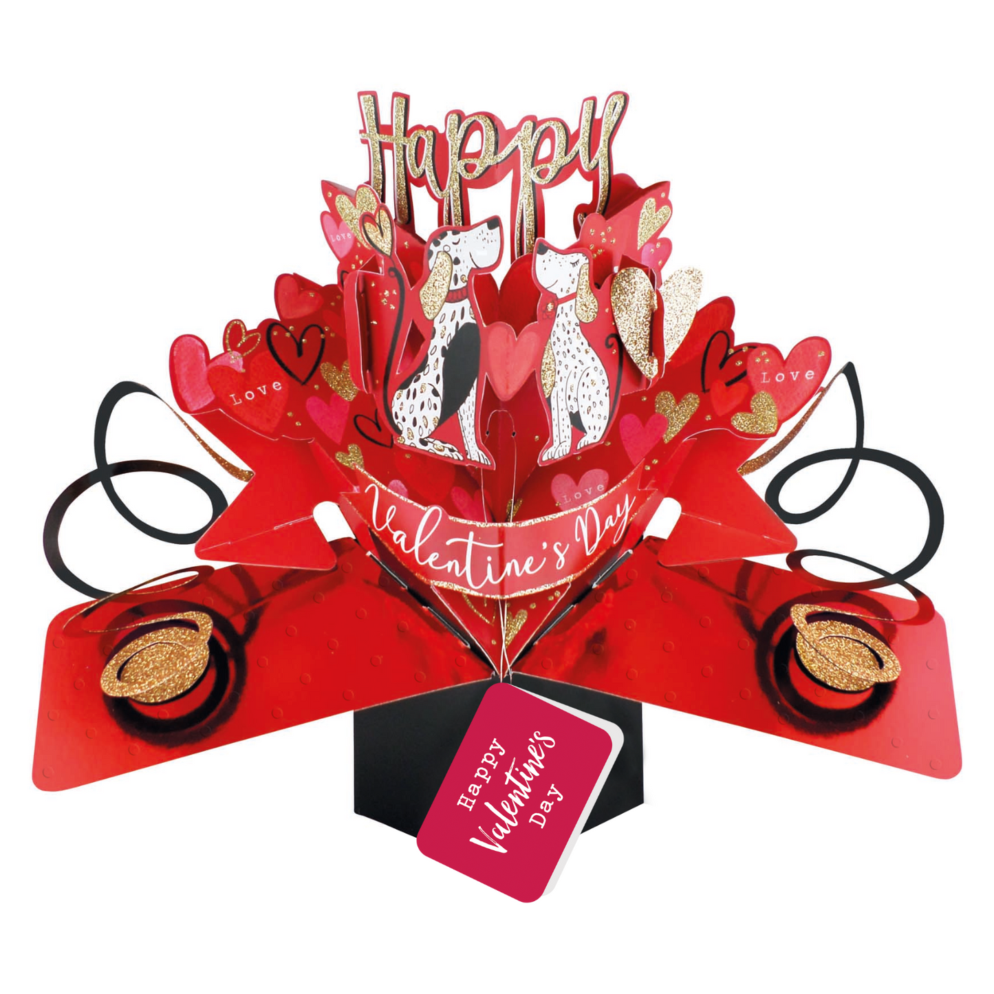 Dalmatians Dogs Happy Valentine's Day Pop Up Card