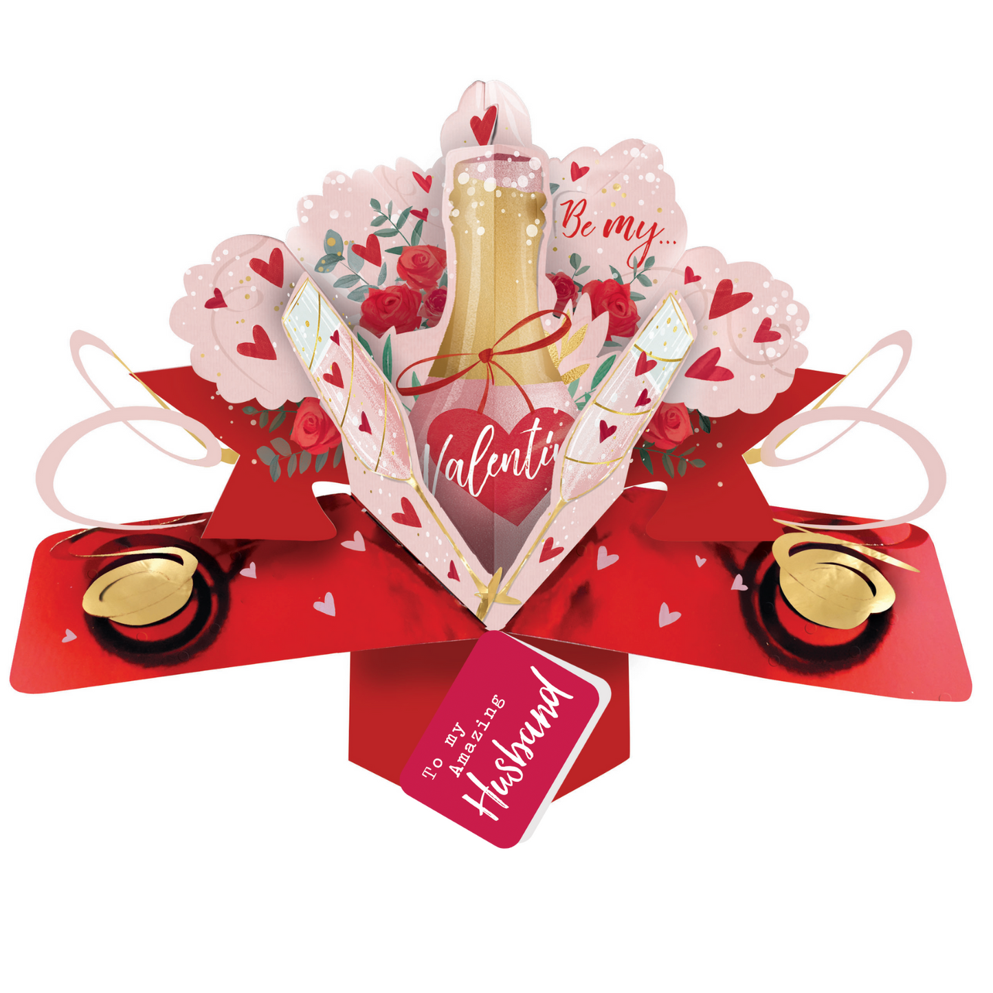 Pop Up Be My Valentine To My Amazing Husband Greeting Card