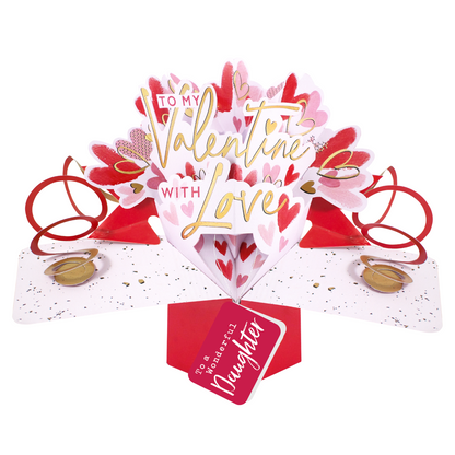 To My Valentine To A Wonderful Daughter Pop Up Card