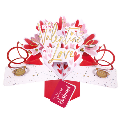 To My Valentine To My Amazing Husband Pop Up Card