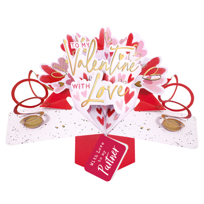 To My Valentine With Love To My Partner Pop Up Card