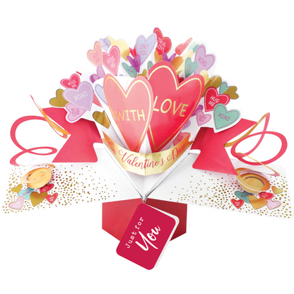 Pink Love Hearts Just For You Valentine's Pop Up Card