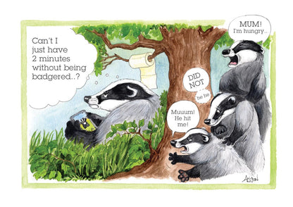 Grumpy Badger Being Badgered Alison's Animals Cartoon Greeting Card