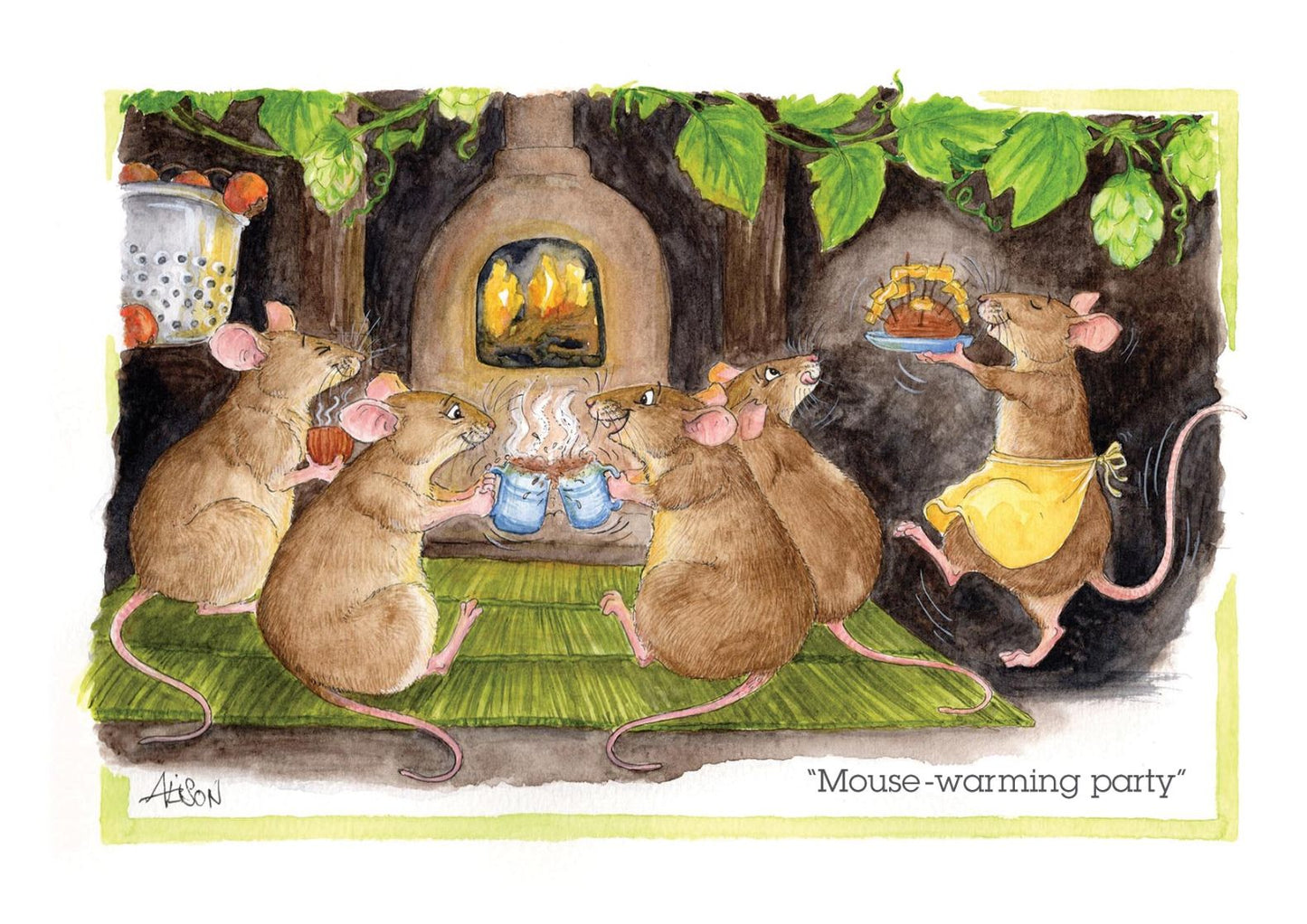Mouse Warming Party Mouse House Alison's Animals Cartoon Greeting Card