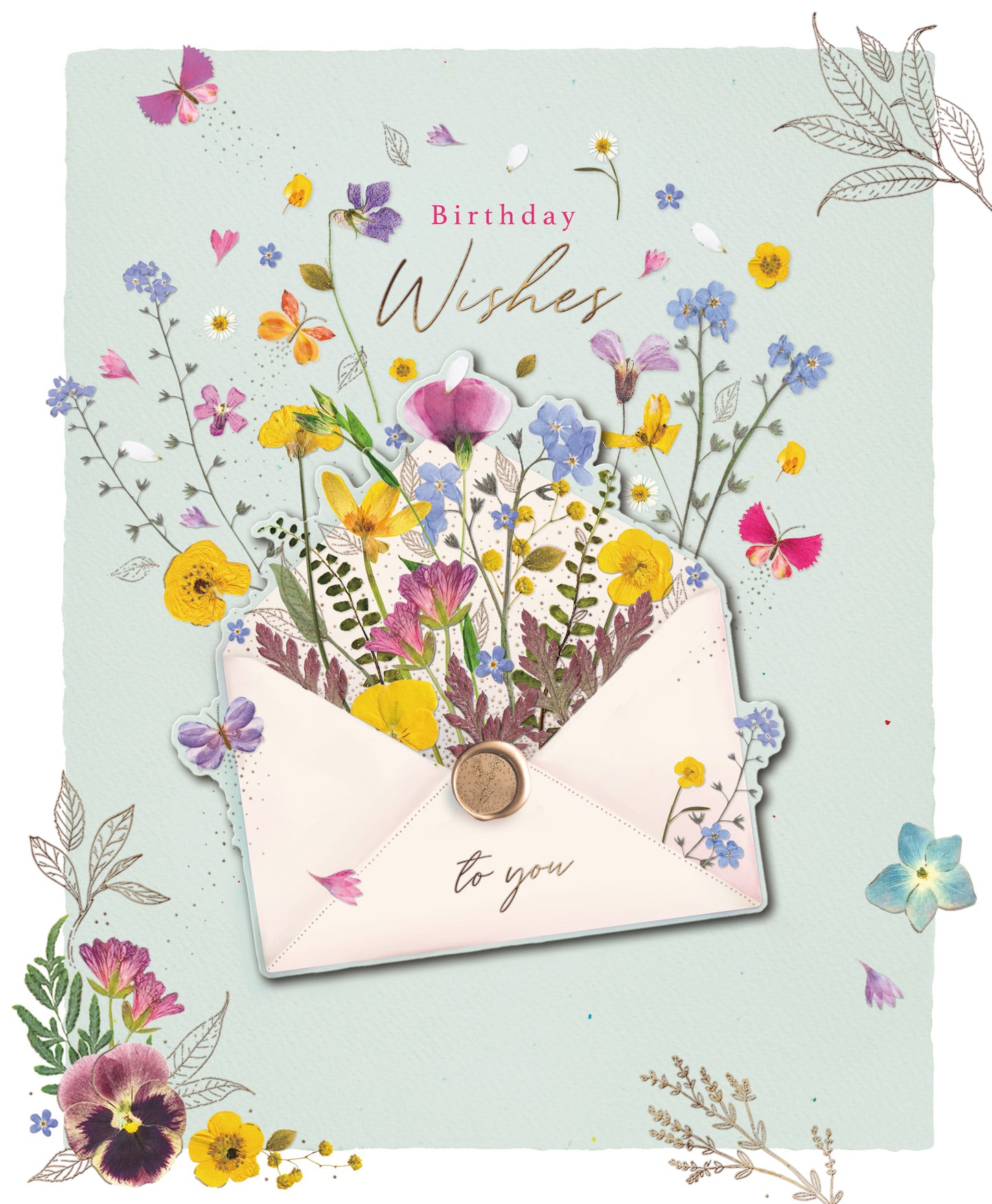 Birthday Wishes Wildflowers Embellished Birthday Greeting Card