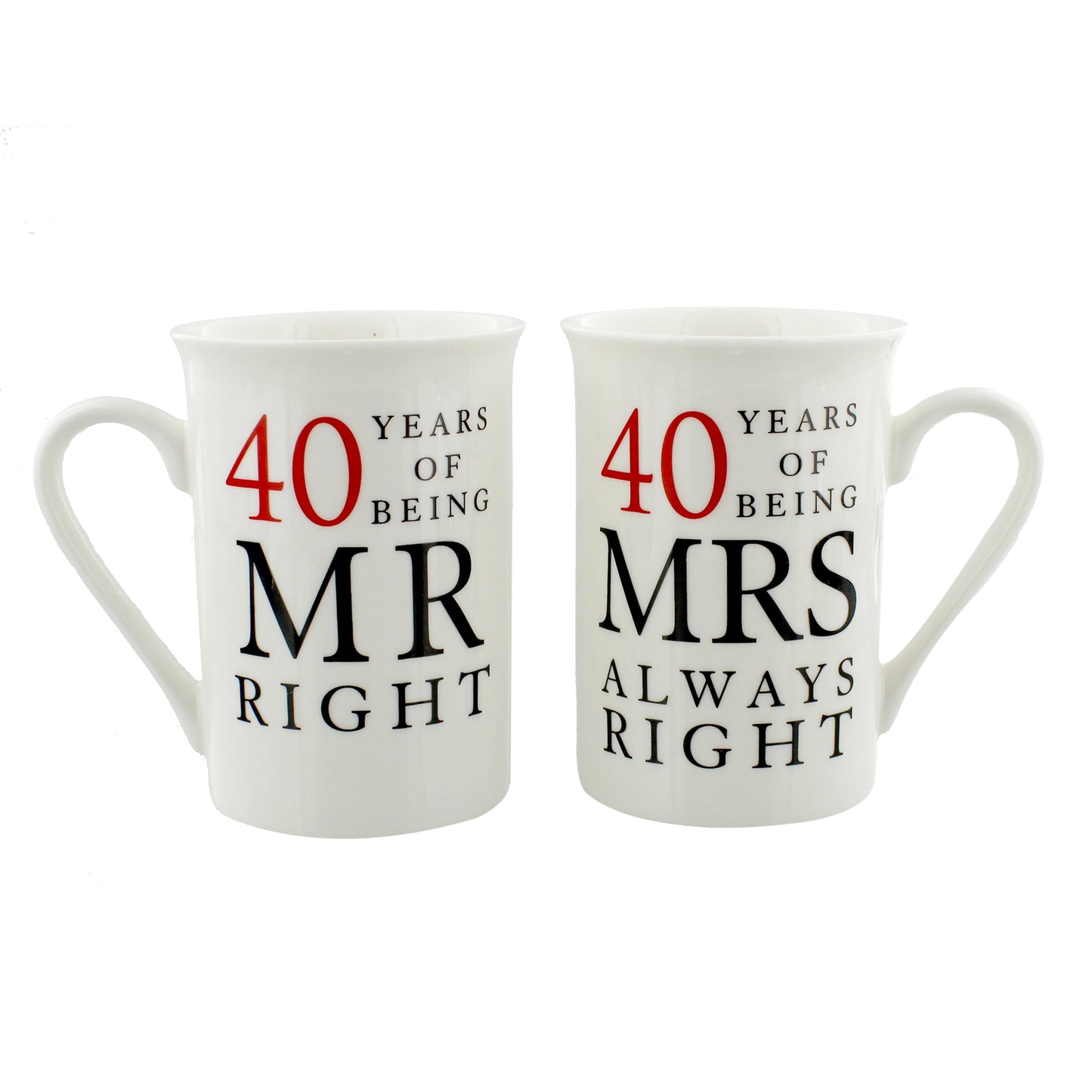 40 Years Mr & Mrs Mugs Amore Mug Set In A Gift Box
