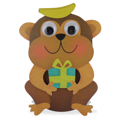 Children's Wobbly Head Smiling Monkey 3D Birthday Greeting Card