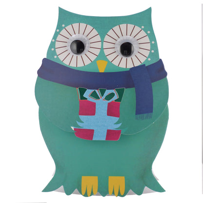 Children's Wobbly Head Wide Eyed Owl 3D Birthday Greeting Card