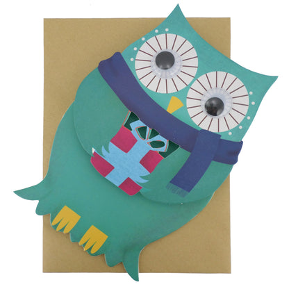 Children's Wobbly Head Wide Eyed Owl 3D Birthday Greeting Card