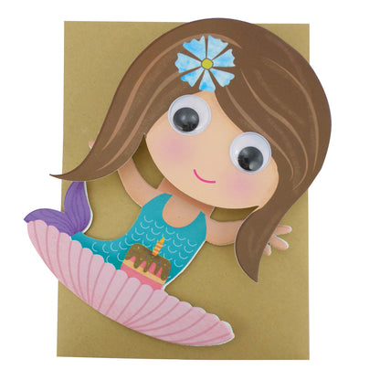 Children's Wobbly Head Smiling Mermaid 3D Birthday Greeting Card