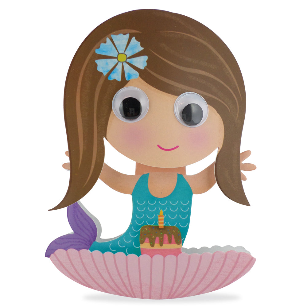 Children's Wobbly Head Smiling Mermaid 3D Birthday Greeting Card