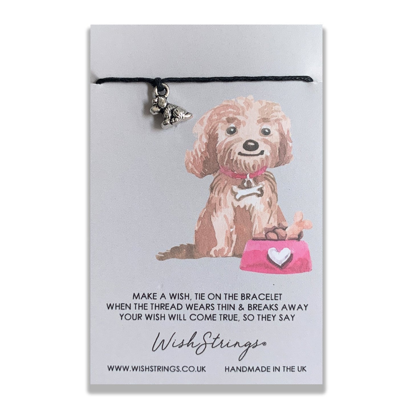 Felix The Dog Wish String Bracelet With Lucky Charm