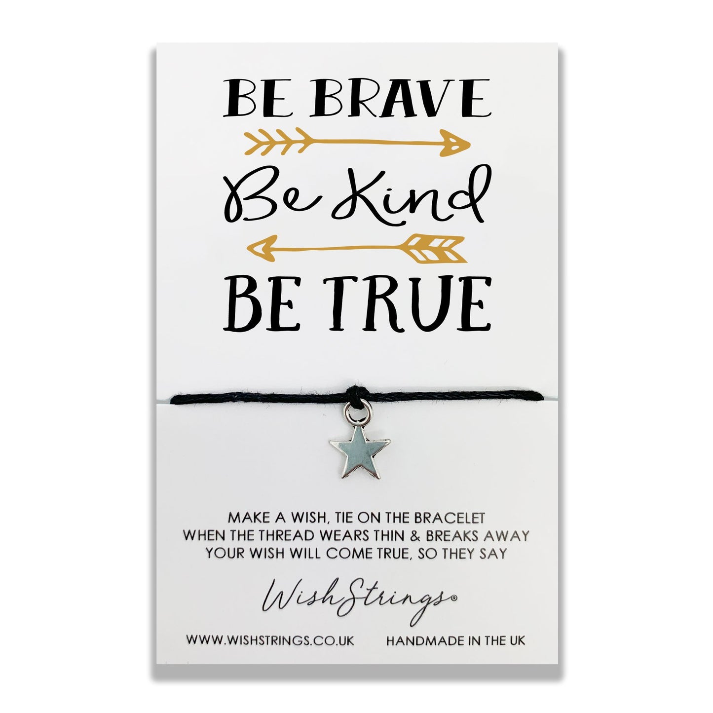 Be Brave Be Kind Be True Wish String Bracelet With Lucky Charm