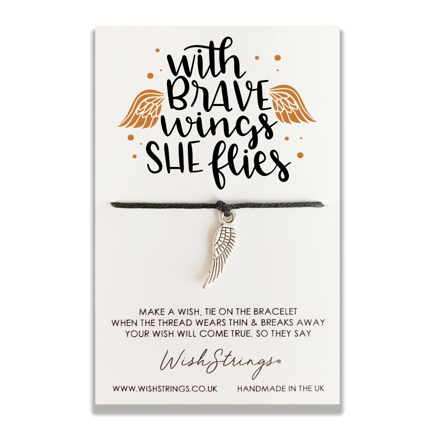 Brave Wings She Flies Wish String Bracelet With Lucky Charm