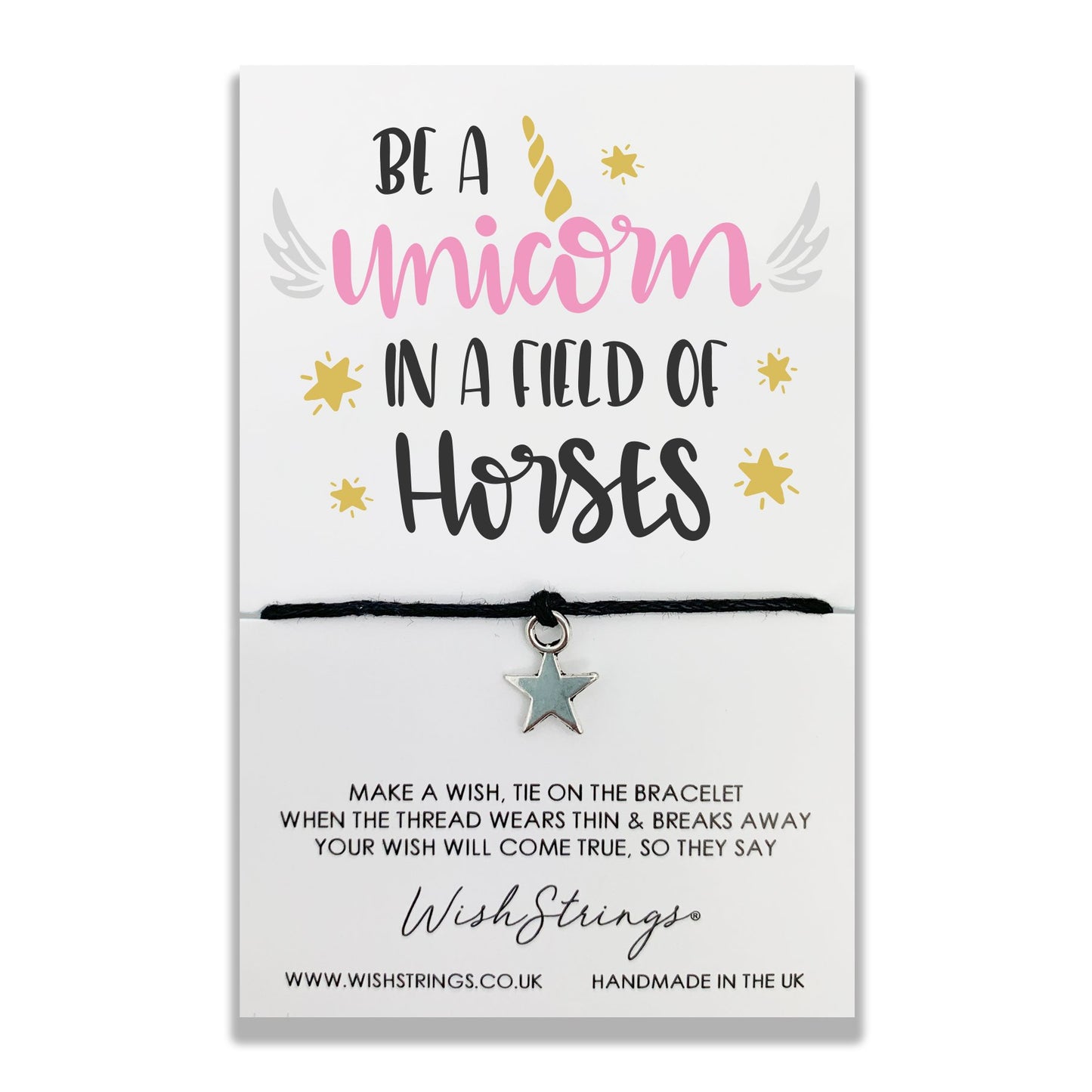 Be A Unicorn Wish String Bracelet With Lucky Charm