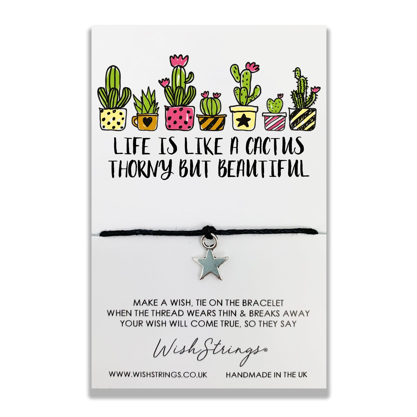 Life Is Like A Cactus Wish String Bracelet With Lucky Charm