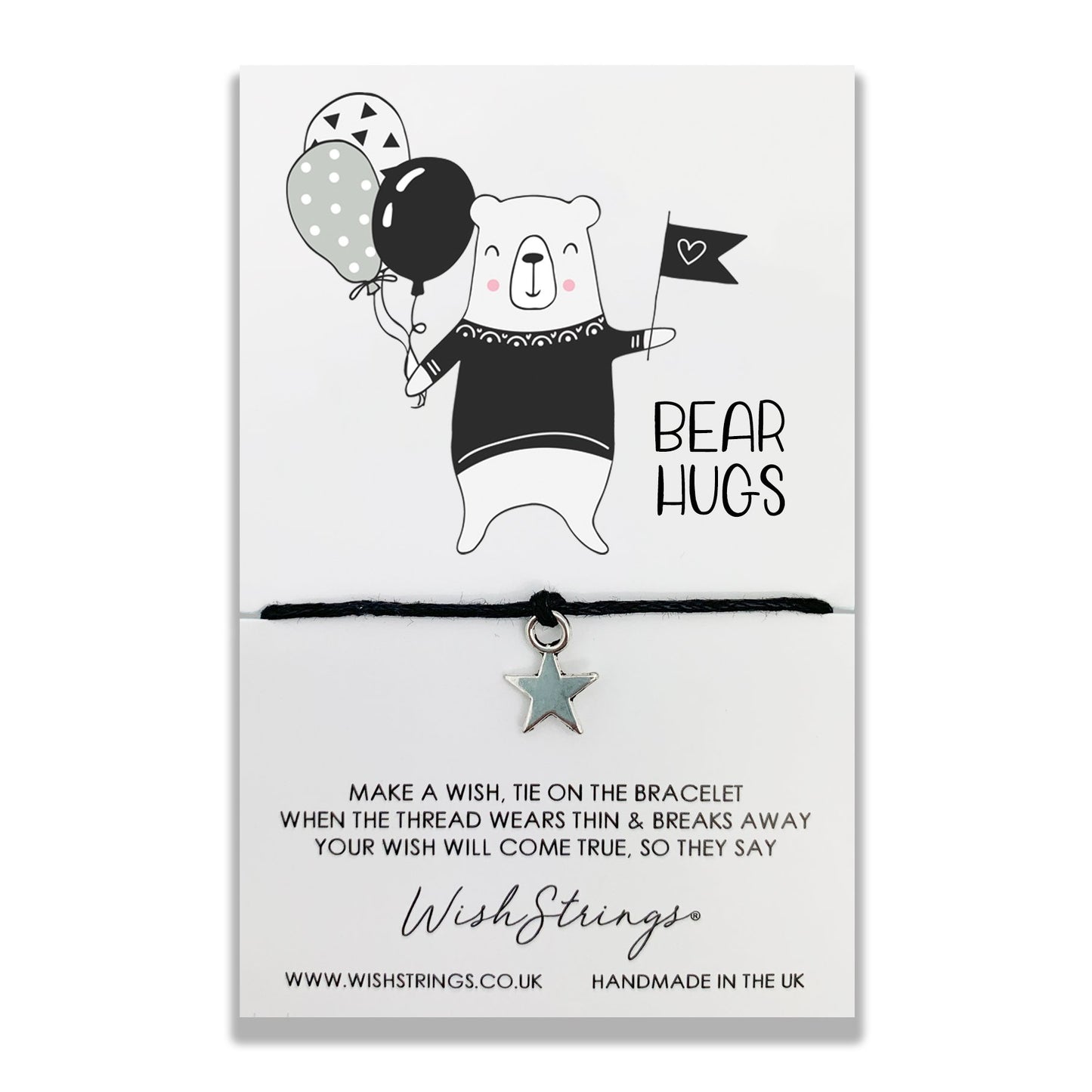 Bear Hugs Wish String Bracelet With Lucky Charm