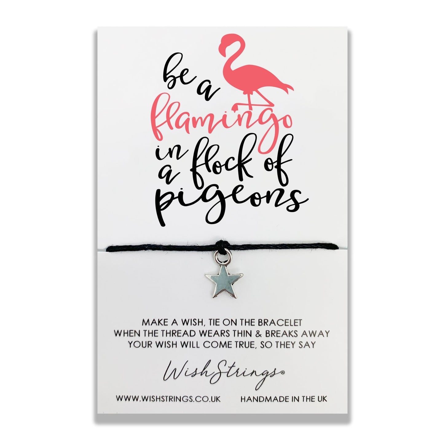 Be A Flamingo Wish String Bracelet With Lucky Charm
