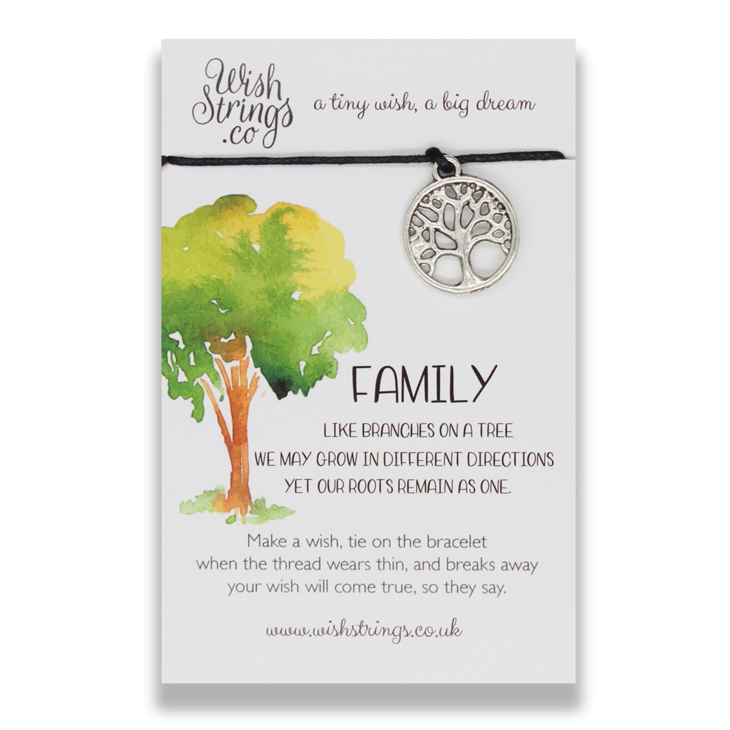 Family Roots As One Wish String Bracelet With Lucky Charm