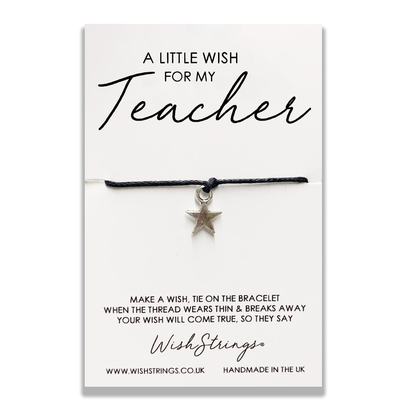 Teacher Wish String Bracelet With Lucky Charm