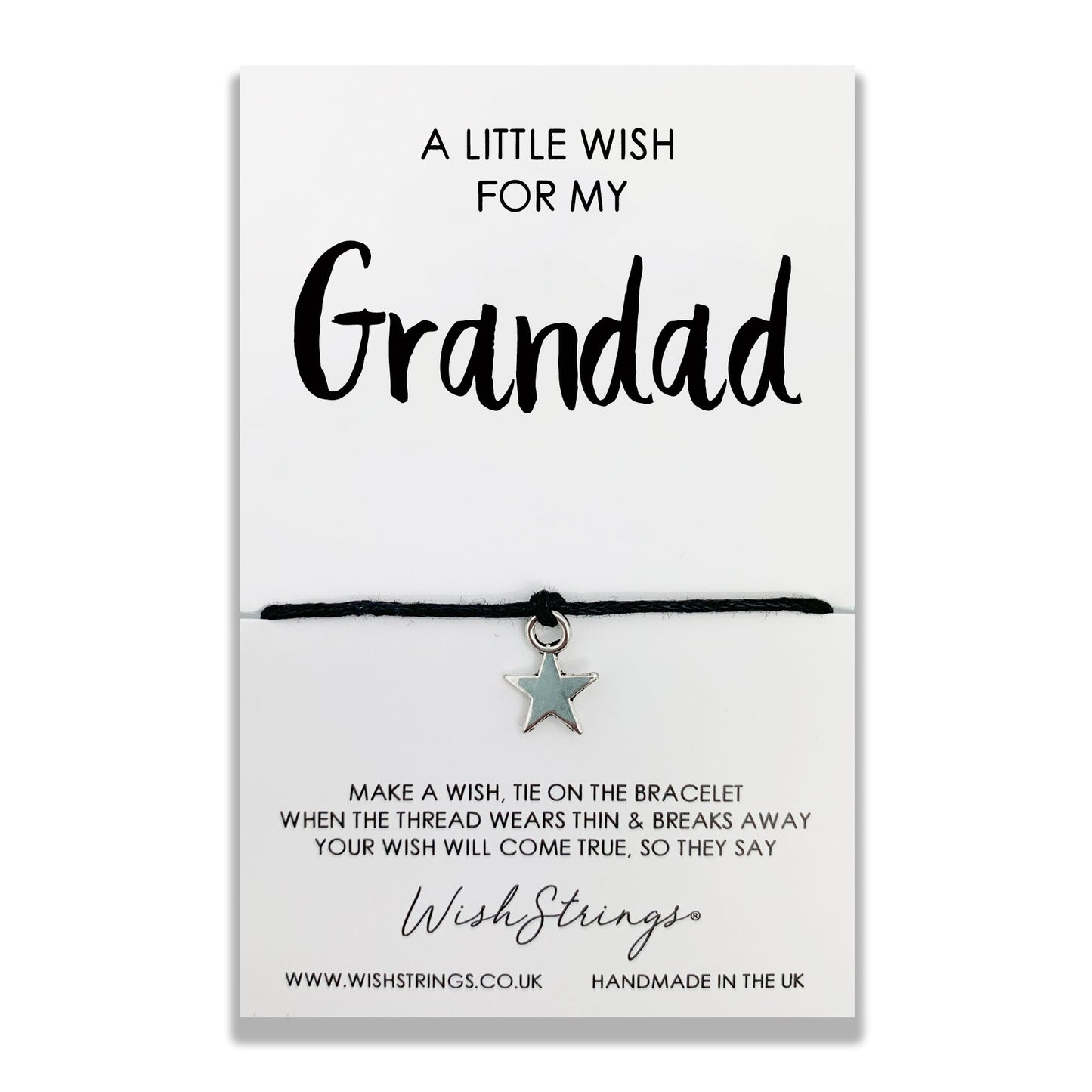 Grandad Wish String Bracelet With Lucky Charm