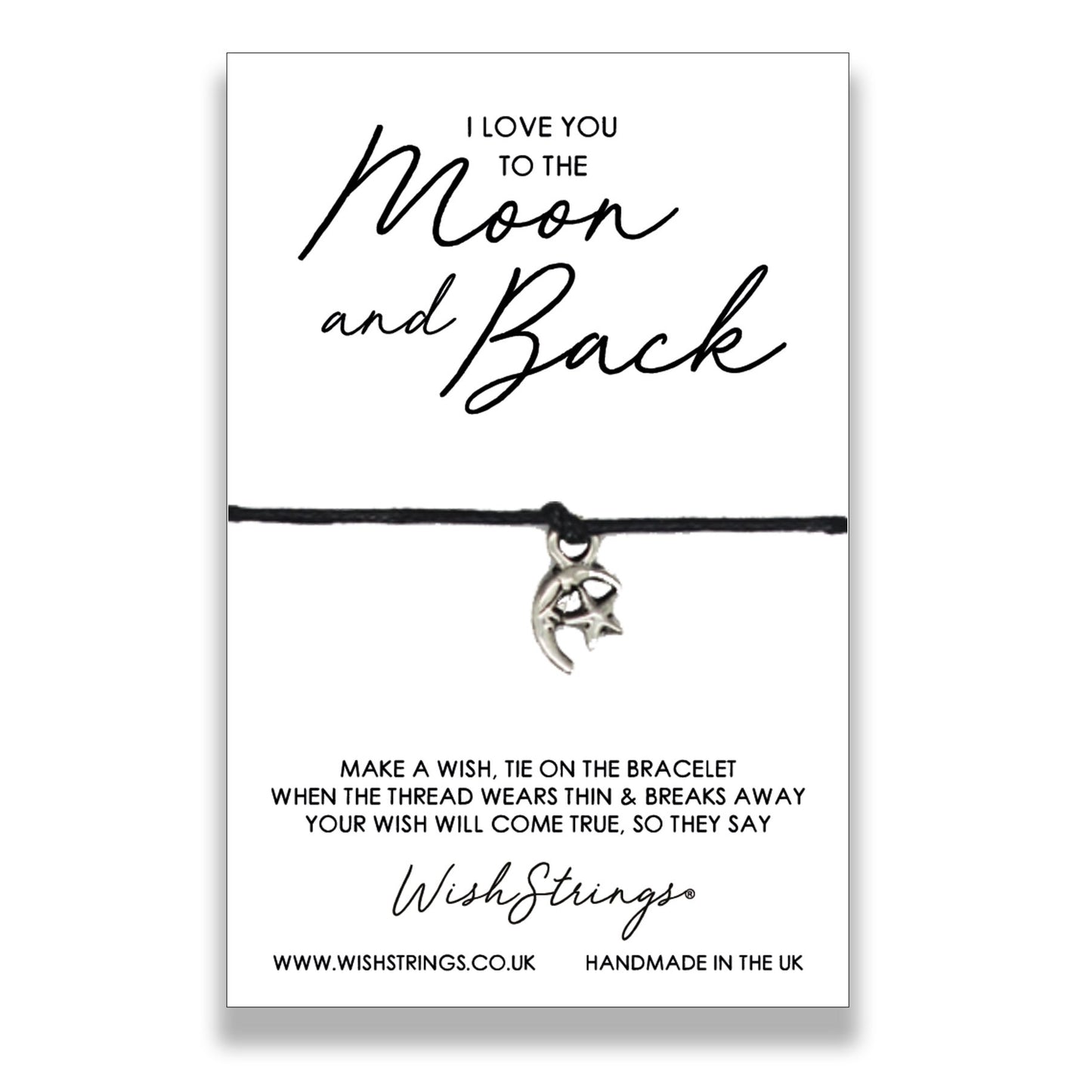 I Love You To The Moon Wish String Bracelet With Lucky Charm