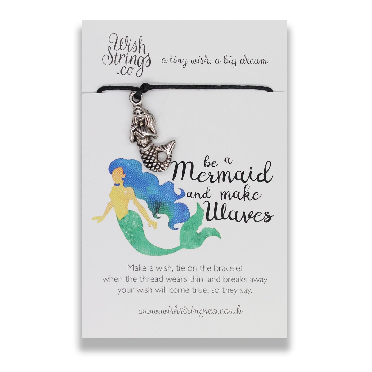 Be A Mermaid Wish String Bracelet With Lucky Charm