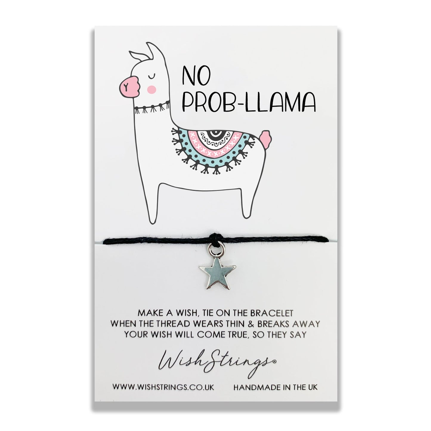 No Prob-Llama Wish String Bracelet With Lucky Charm
