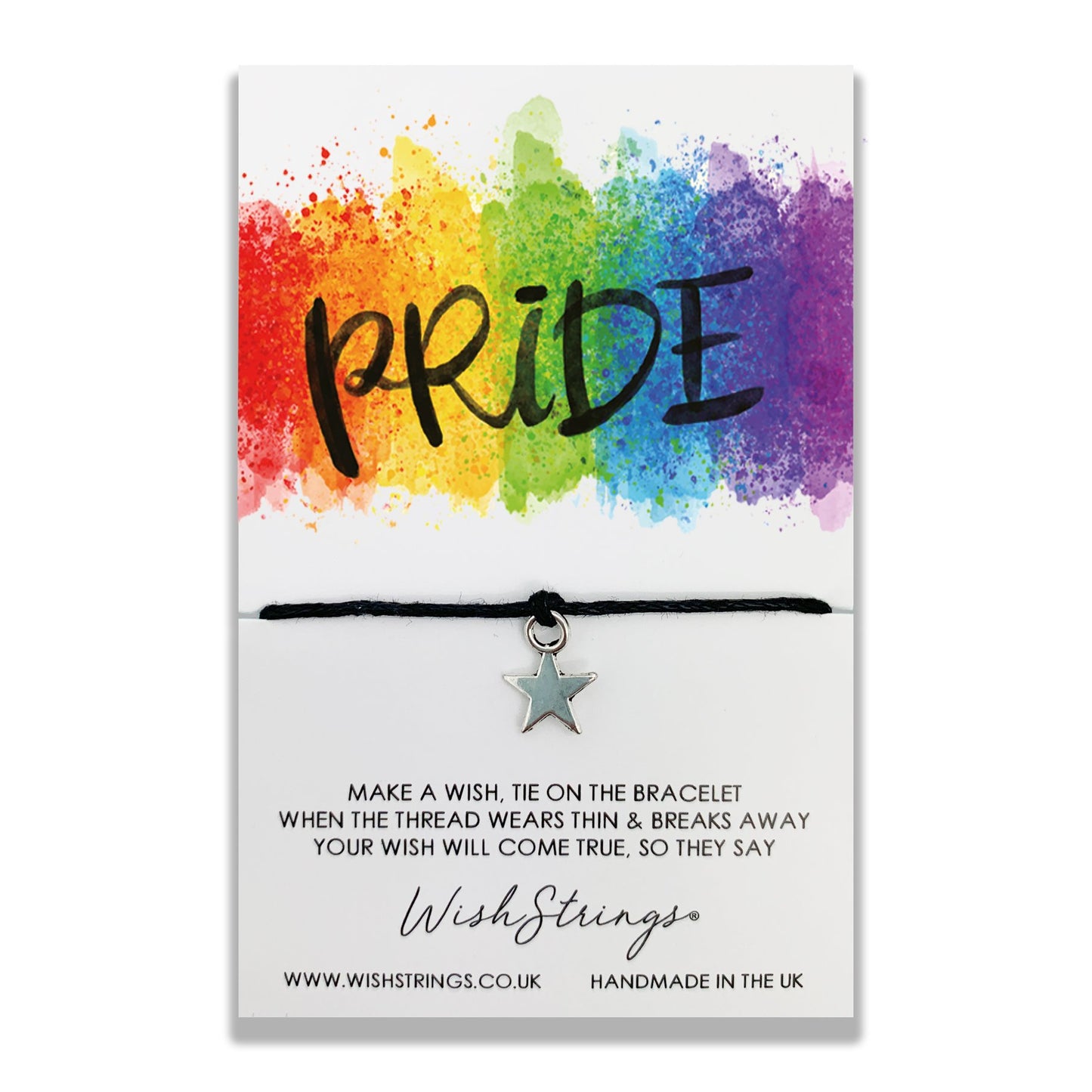 Pride Rainbow Wish String Bracelet With Lucky Charm