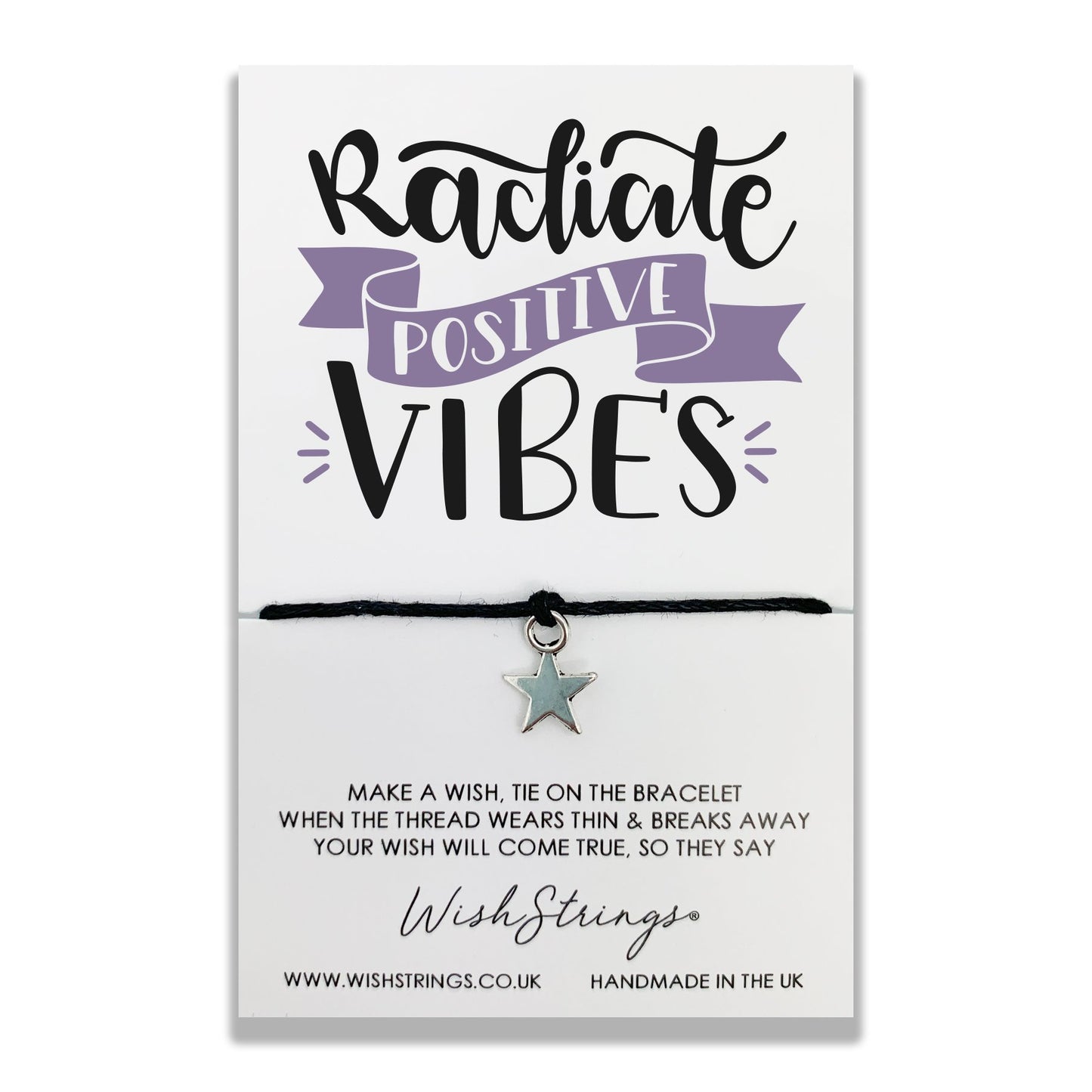 Radiate Positive Vibes Wish String Bracelet With Lucky Charm