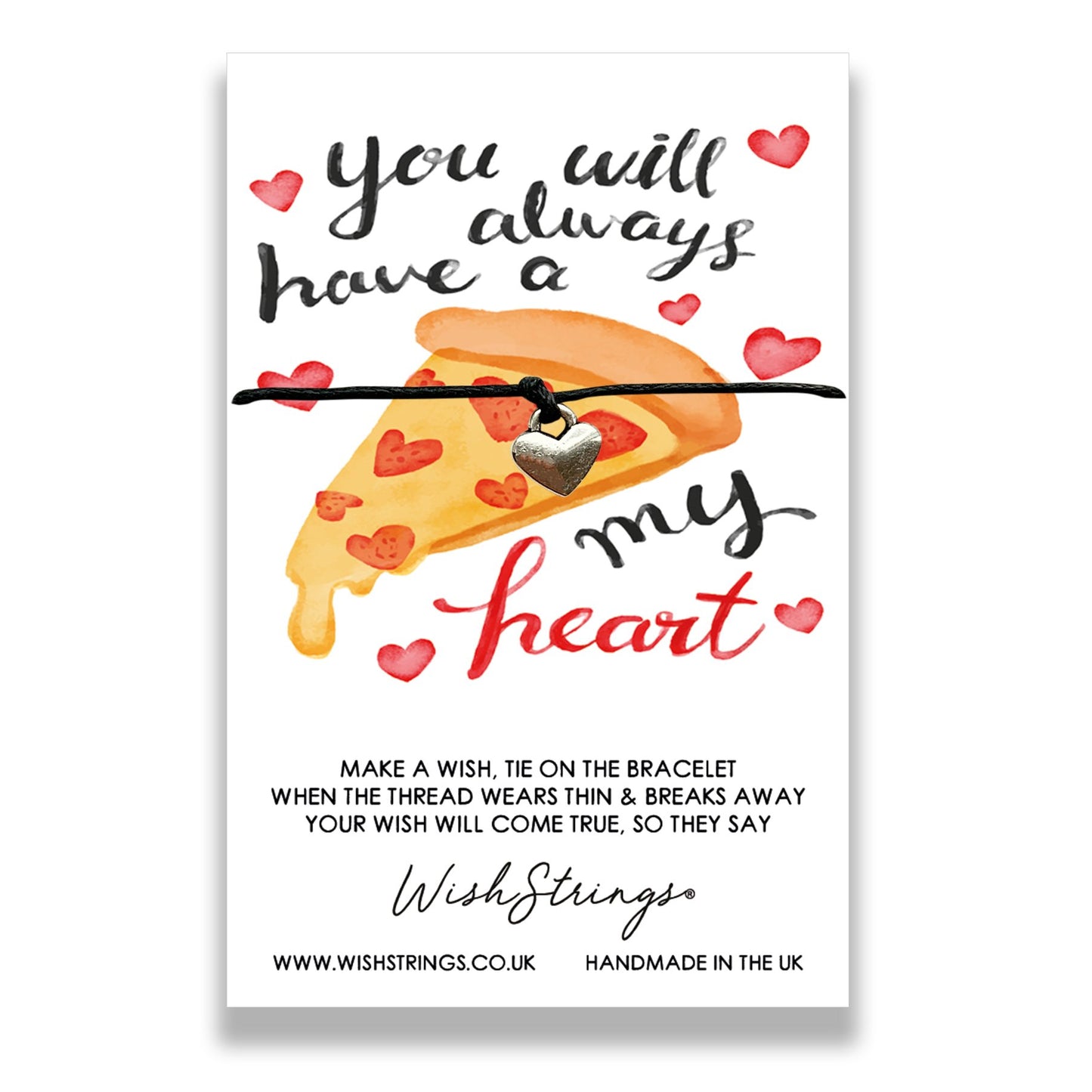 Pizza My Heart Wish String Bracelet With Lucky Charm