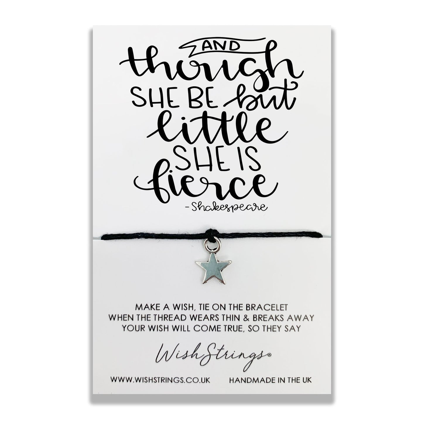 She Is Fierce Wish String Bracelet With Lucky Charm