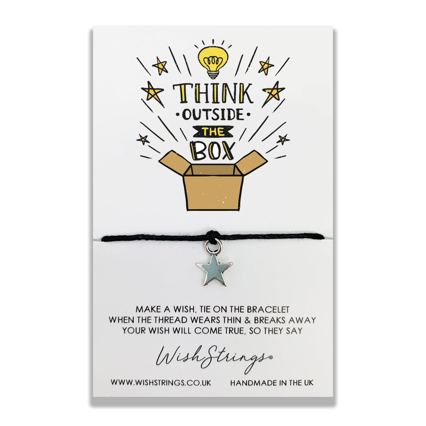 Think Outside The Box Wish String Bracelet With Lucky Charm