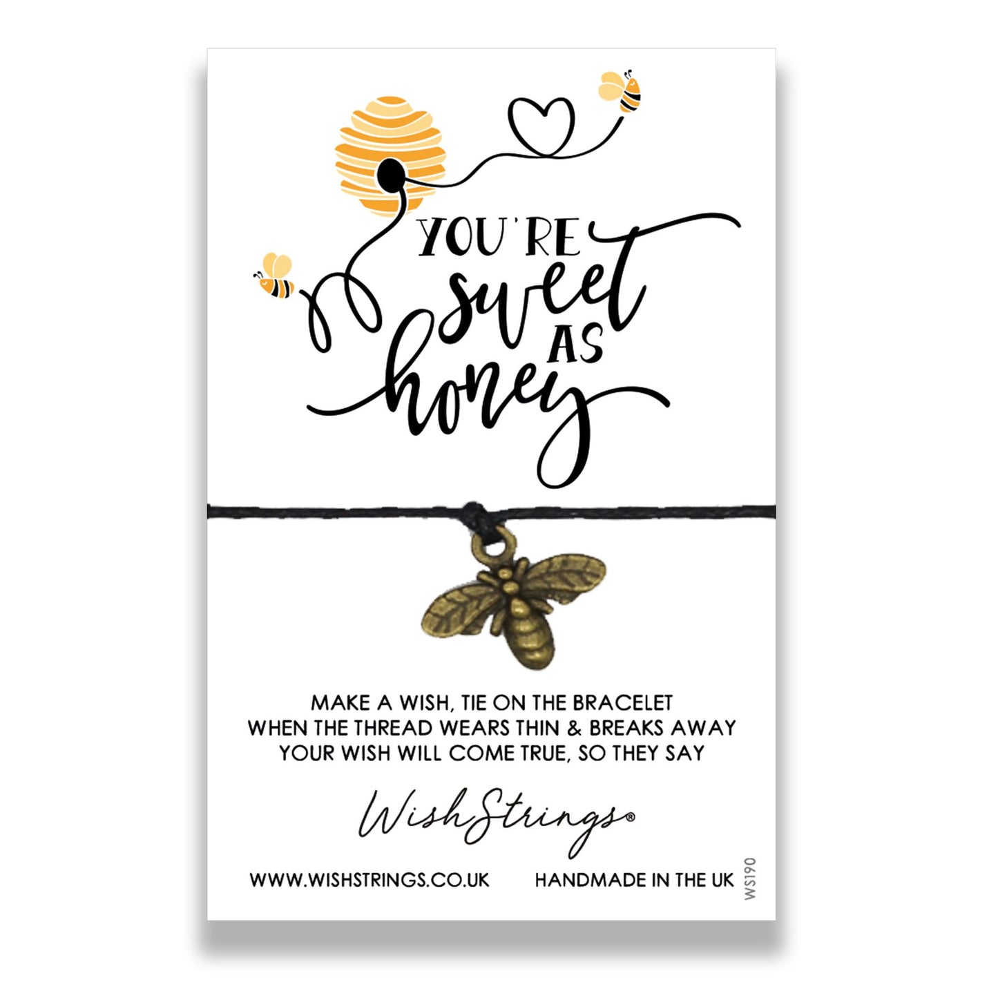 You're Sweet As Honey Wish String Bracelet With Lucky Charm