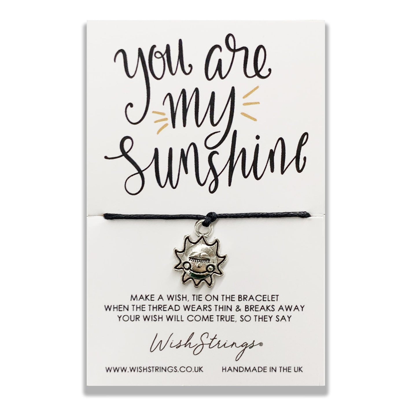 You Are My Sunshine Wish String Bracelet With Lucky Charm
