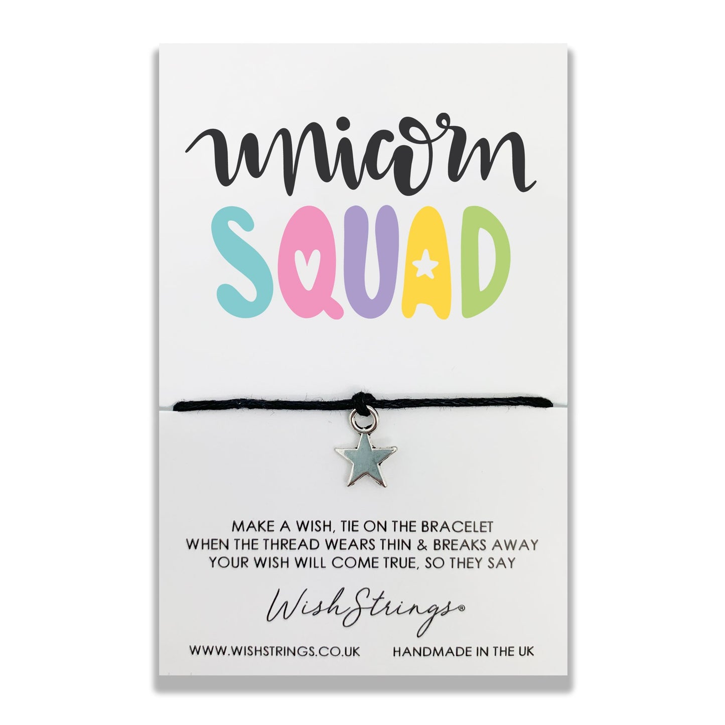 Unicorn Squad Wish String Bracelet With Lucky Charm