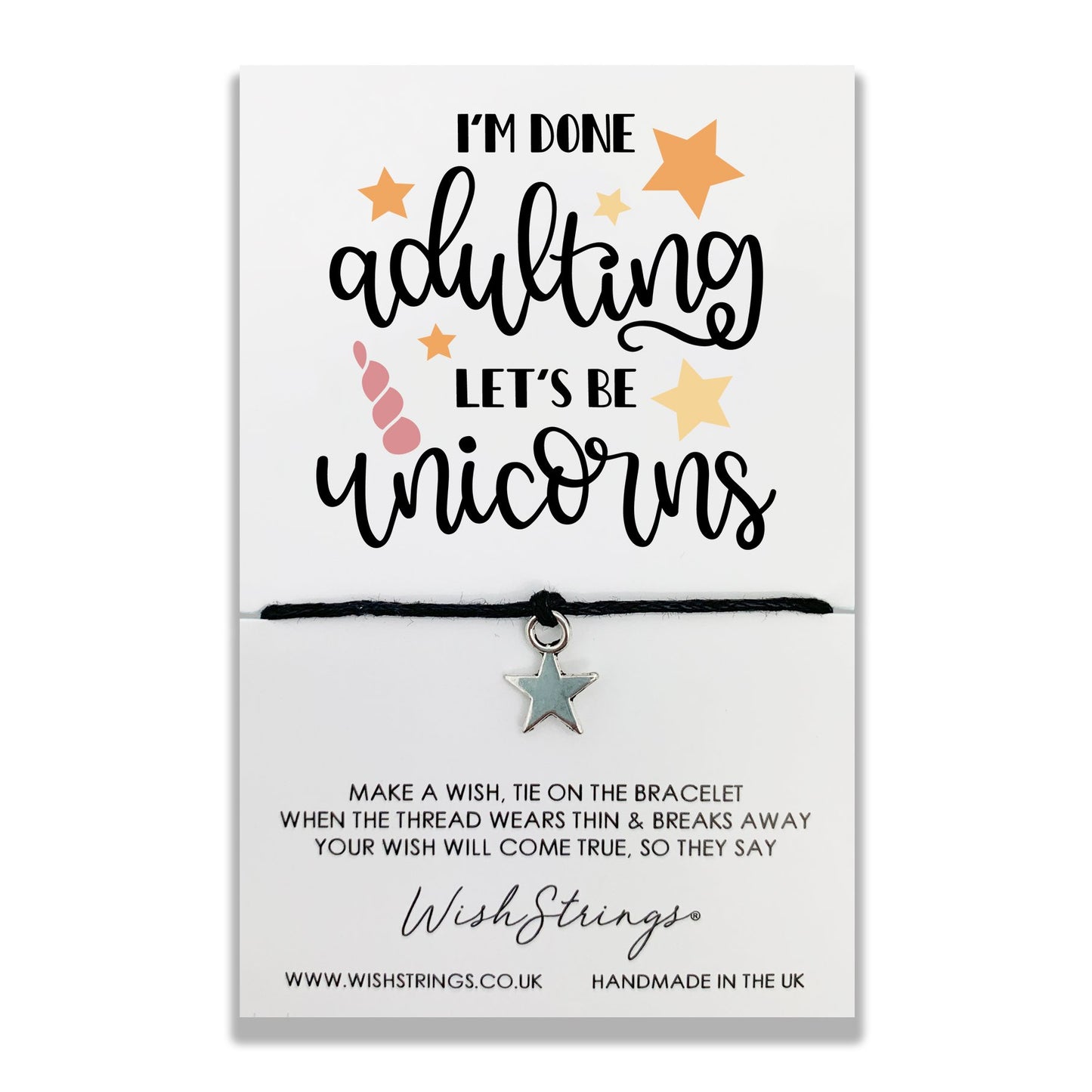 Adulting Unicorns Wish String Bracelet With Lucky Charm