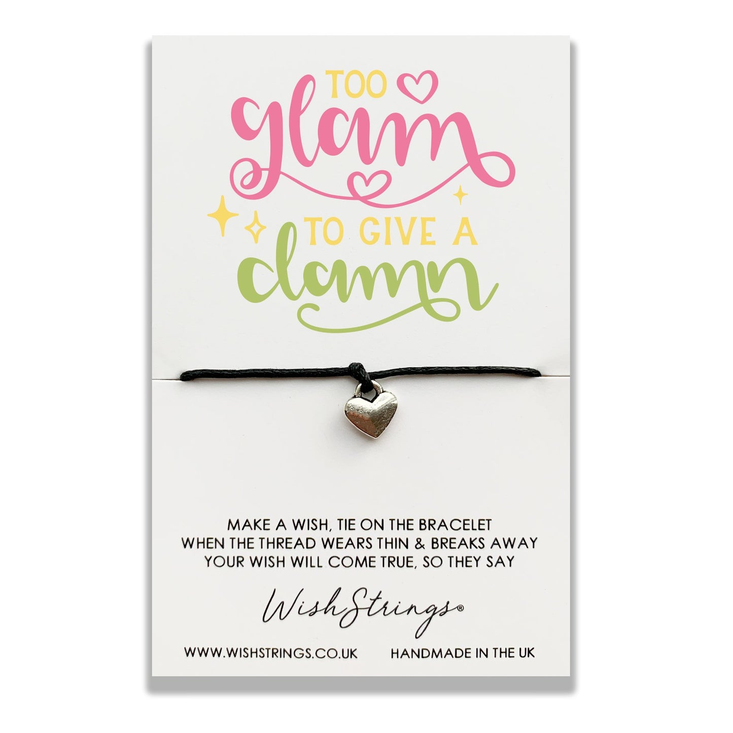Too Glam To Give A Damn Wish String Bracelet With Lucky Charm