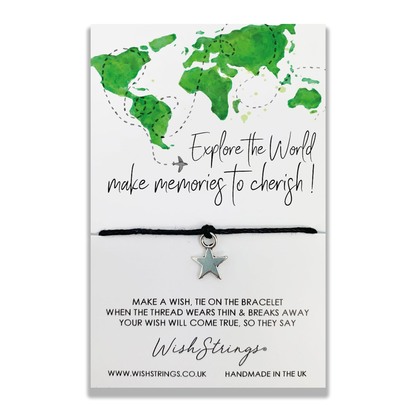 Explore The World Wish String Bracelet With Lucky Charm