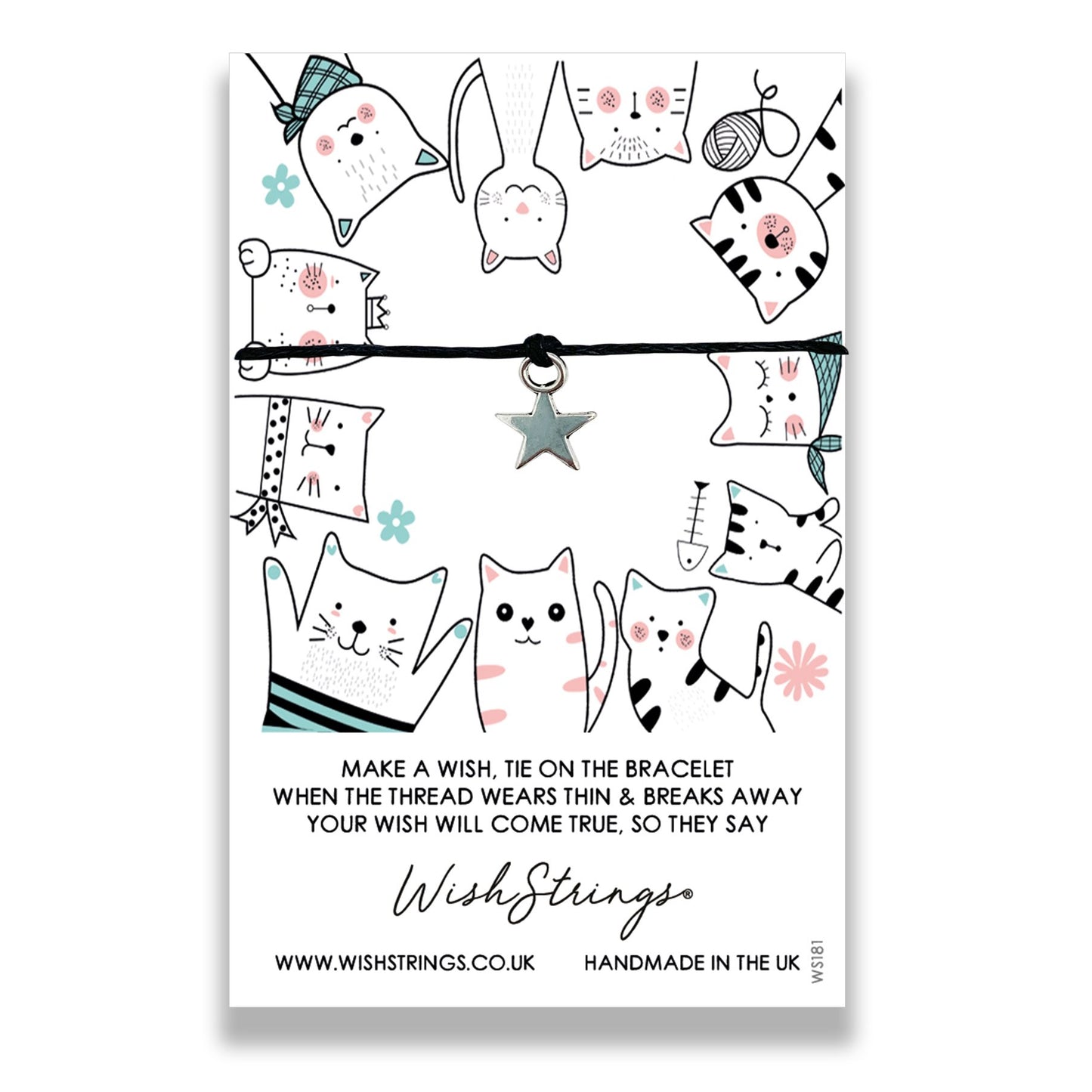 Cat Circle Wish String Bracelet With Lucky Charm