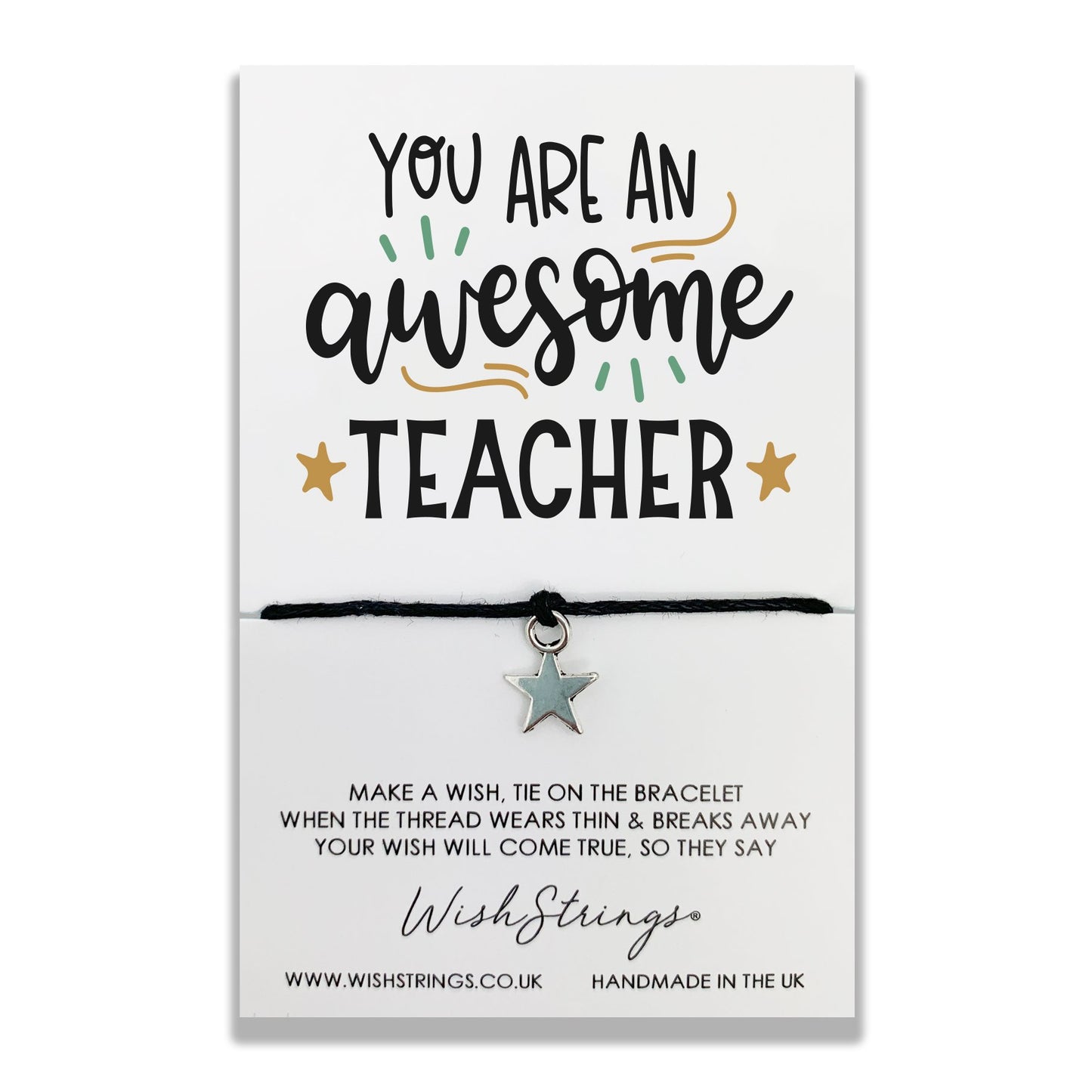 Awesome Teacher Wish String Bracelet With Lucky Charm