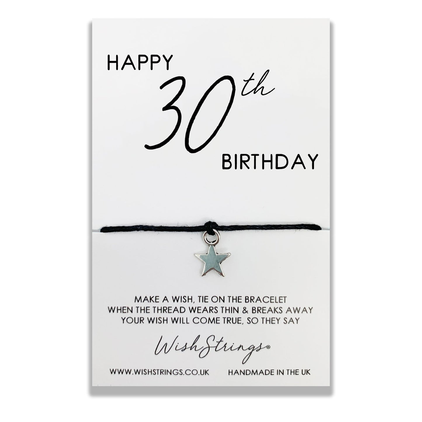 30th Birthday Wish String Bracelet With Lucky Charm