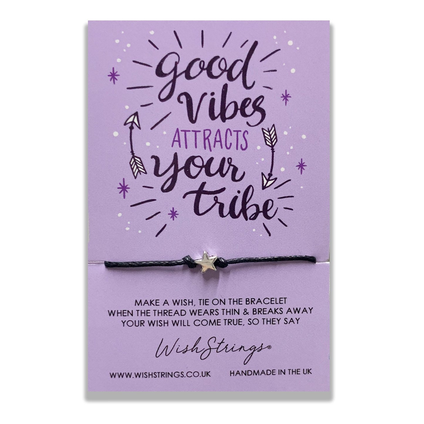 Good Vibes Attracts Your Tribe Wish String Bracelet With Lucky Charm