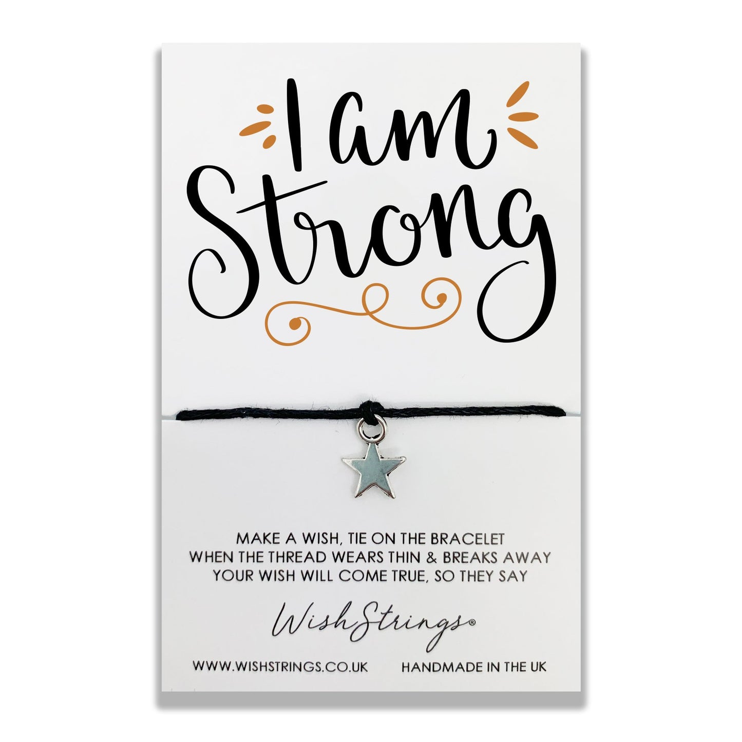 I Am Strong Wish String Bracelet With Lucky Charm