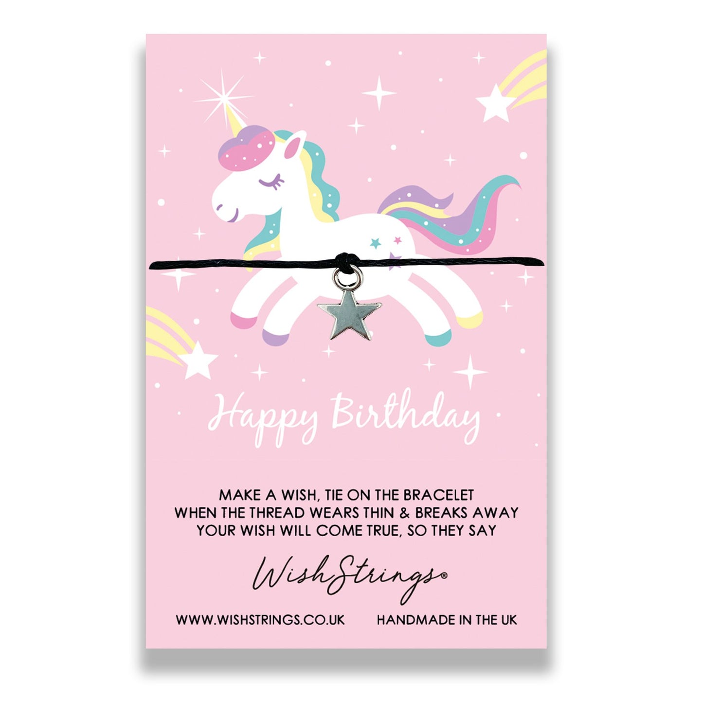 Happy Birthday Unicorn Wish String Bracelet With Lucky Charm