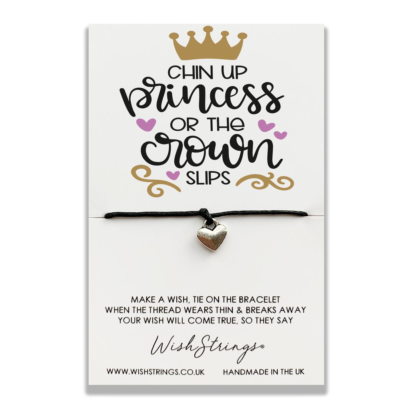 Chin Up Princess Wish String Bracelet With Lucky Charm